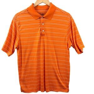 Walter Hagen Hydro-Dri Orange Stripe Golf Polo Shirt Men’s Medium Performance